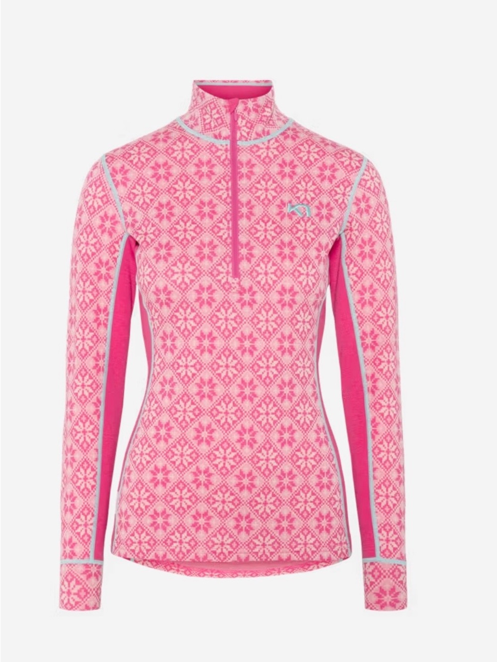 Kari Traa Pink Patterned Half-Zip Base Layer